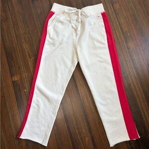 Rag & Bone 100% Cotton Lace-Up Cream and Red Sweatpants